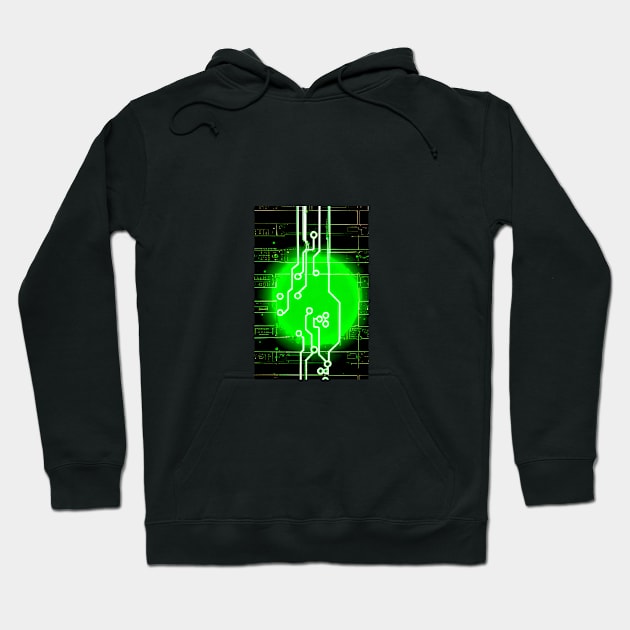 Green circuit board Hoodie by SEMPRINT